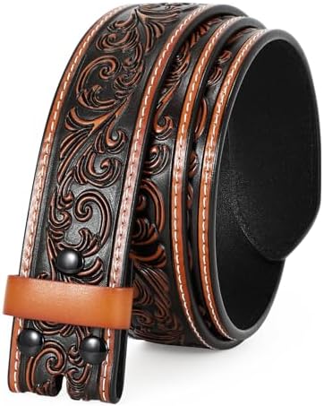 Brighton Men's Silver Creek Brown Western Scroll Belt Brown 32 at